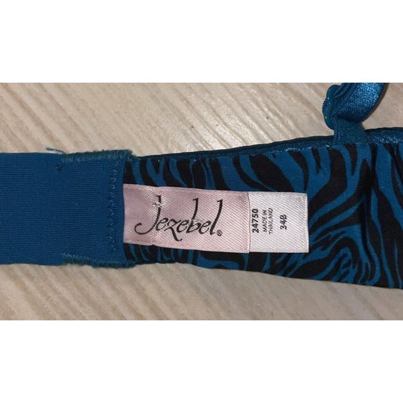Jezebel 24750 Shiny Lightly Padded Bra Underwire Womens 34B Teal Green - Picture 6 of 6
